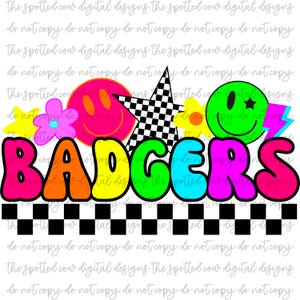 Bright & Colorful, Retro Badgers PNG