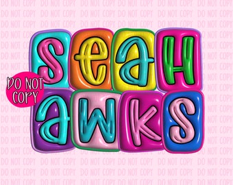 Inflated 3D Neon Bubble Seahawks PNG