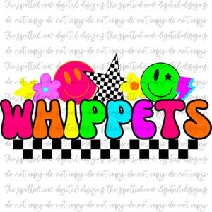 Bright & Colorful, Retro Whippets PNG