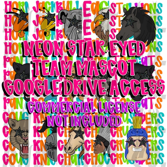 neon star-eyed mascot PNG bundle google drive access *375+ mascot PNGs included in google drive*