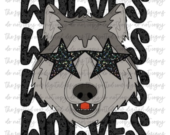 Preppy Black Leopard Wolves Star-Eyed Mascot PNG