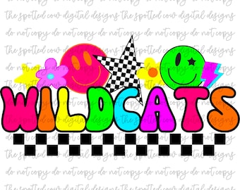 Brillantes y coloridos, gatos monteses retro PNG
