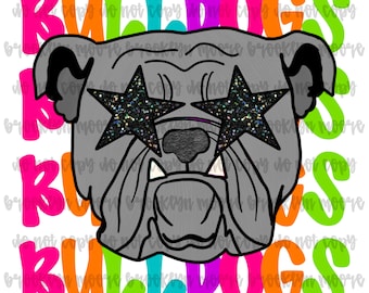 Preppy Neon Star-Eyed Bulldogs Mascot PNG