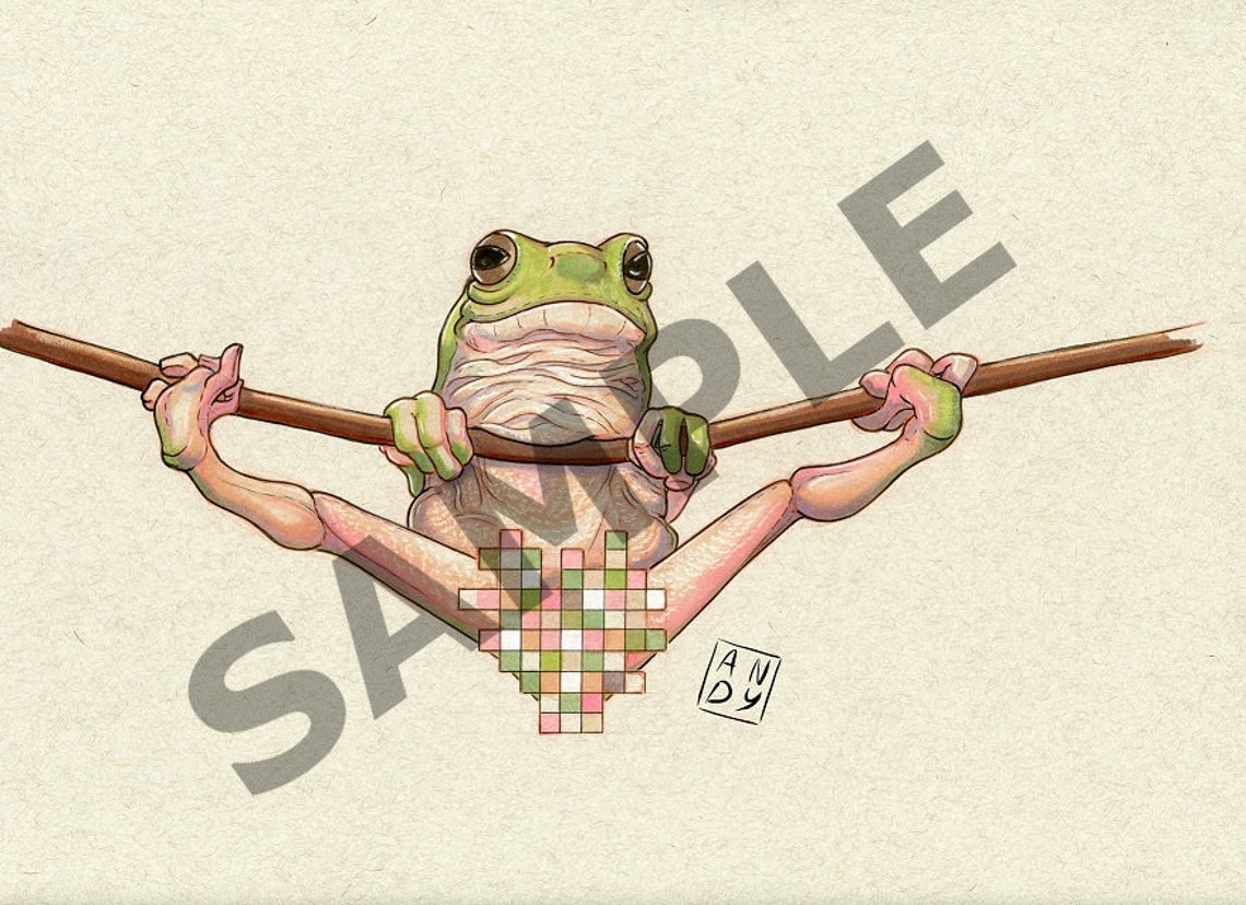 Frog Art Print Animal Prints Safari Living Room Jungle | Etsy