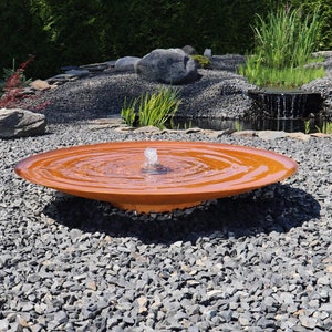 Fontaine design en véritable acier Corten massif avec pompe et éclairage blanc chaud image 5