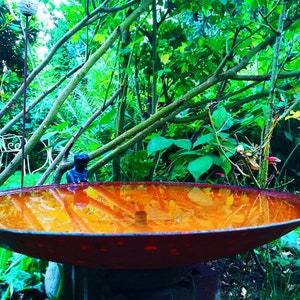 Fontaine design en véritable acier Corten massif avec pompe et éclairage blanc chaud image 1