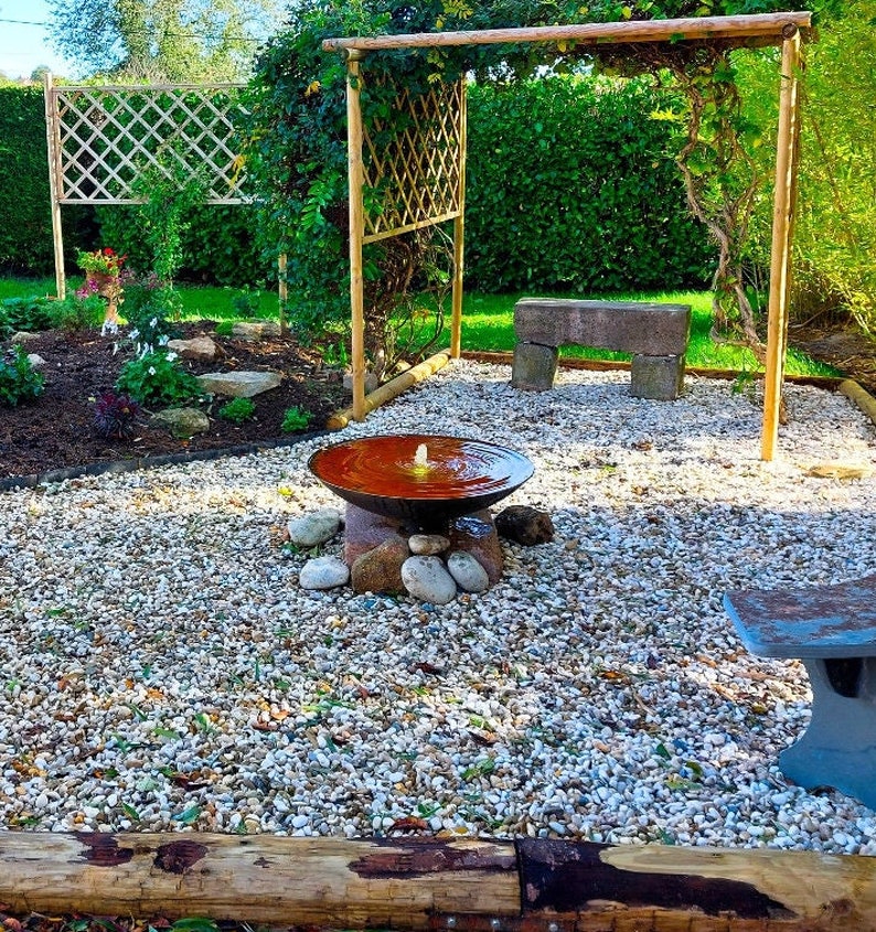 Fontaine design en véritable acier Corten massif avec pompe et éclairage blanc chaud image 4