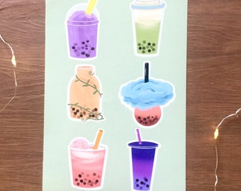 Boba Teas Vinyl Sticker Sheet