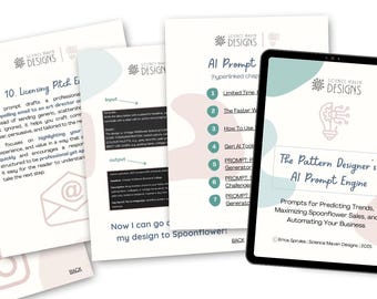 Surface Pattern Designer's AI Prompt Workbook, ChatGPT Prompts for Designers and Creatives (Digital PDF)