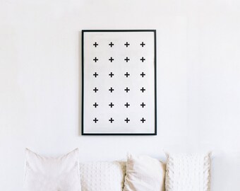 Swiss Cross Pattern DIY Printable Wall Art | Minimalist Print, Black and White, Living Room Décor, Wall Décor, Downloadable Art