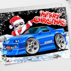 1984 Blue Chevrolet Camaro Iroc-Z  Christmas Card