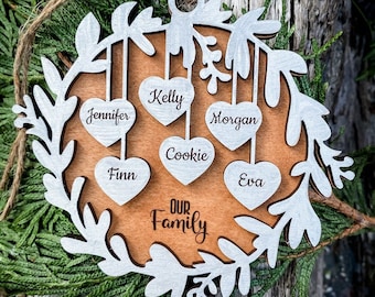 Personalized Christmas Tree Ornaments, Family Name Ornament 2024, Christmas Wreath, Family Member Ornament, Holiday Ornament, Pet Ornament