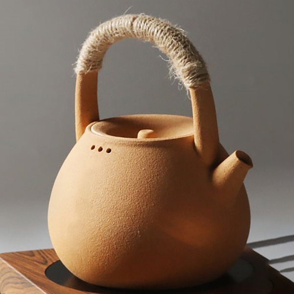 Teapot - Rope series, handmade pottery teapot, tea maker, Jingdezhen made ceramic teapot, craftsmanship, tea lovers choice, stove top safe