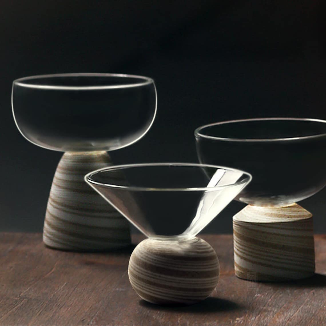 Glass Sake Cup Set of Four Spiral Series Ceramic and Glass Etsy
