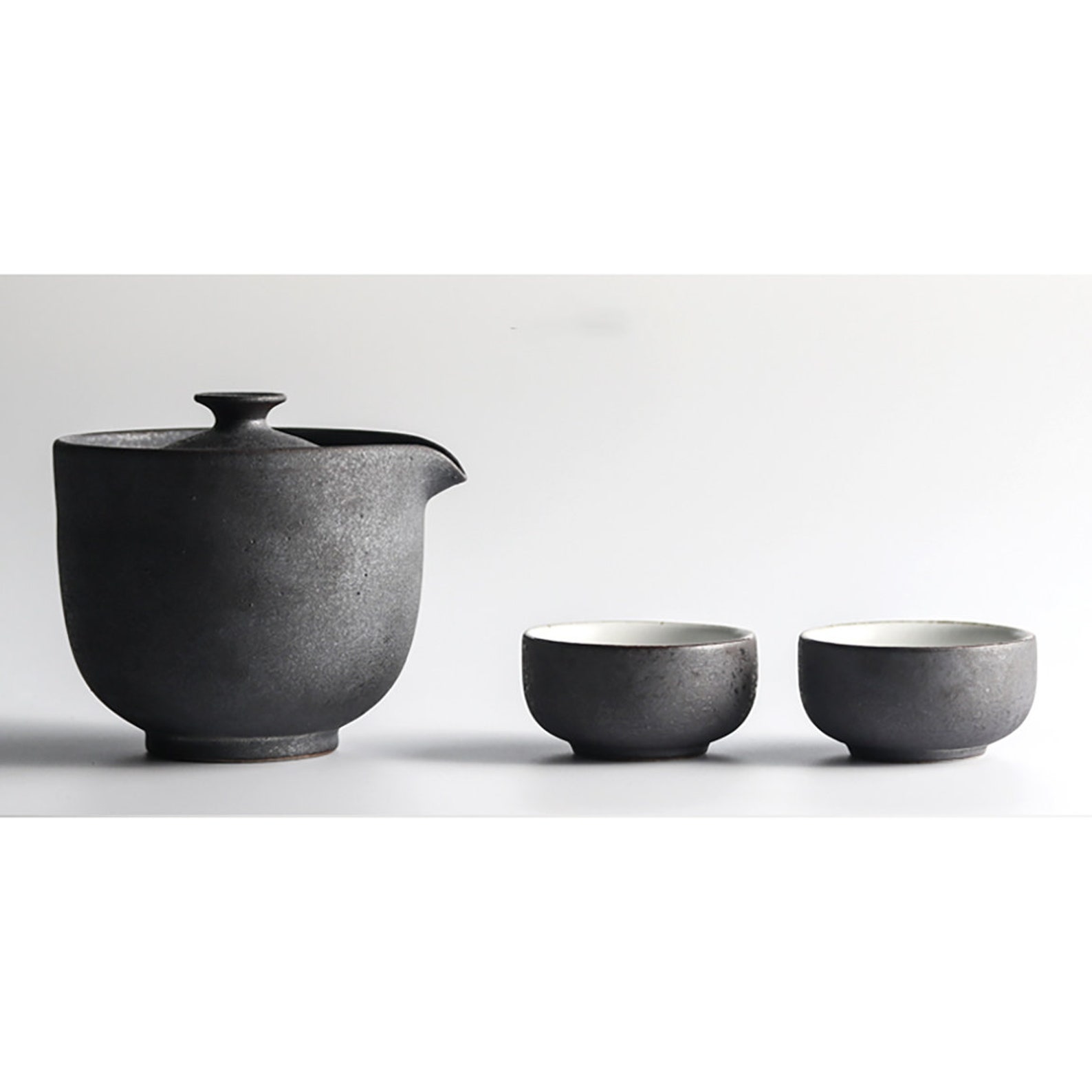 Palm Size Teapot With Two Teacups Set Trio Series Handmade Etsy