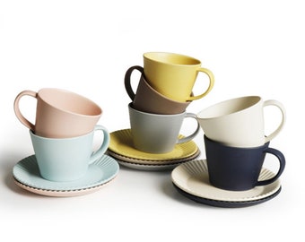 Japan made cup & saucer set - Sara Day series, ceramic tableware, minimalist style, handmade, coffee and tea ware