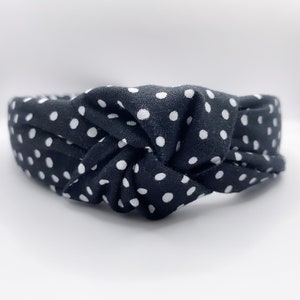 Black & White Polka Dots || Knotted Headband for Adults or Children || Womens Headband