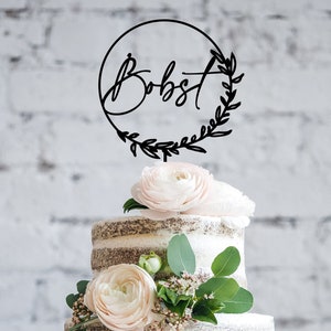 Personalized Wedding Cake Topper Boho Floral Wedding Cake Topper Custom Cake Topper Birthday cake topper Bridal Shower image 1