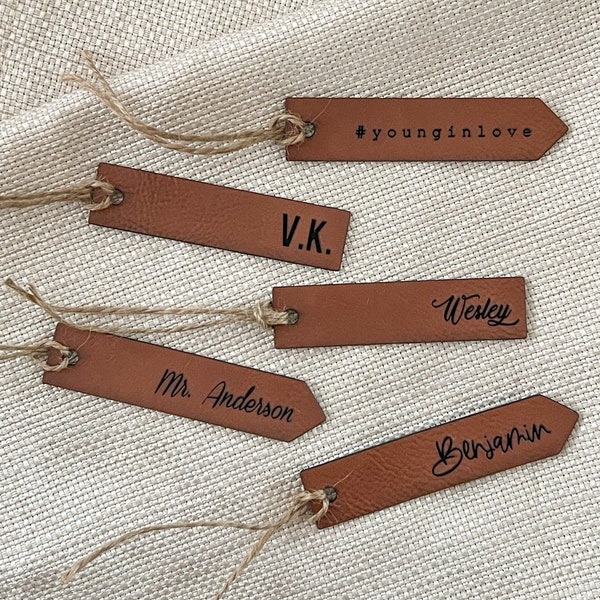 Vegan lederen naamplaatje aangepaste feestdecoratie voor feest servetring lederen feestbedankje naam plaatskaart leer gepersonaliseerde feestdecor