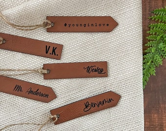 Vegan leather name tag custom party decoration for party napkin ring leather party favor name place card leather personalized party decor