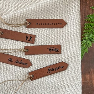 Vegan leather name tag custom party decoration for party napkin ring leather party favor name place card leather personalized party decor