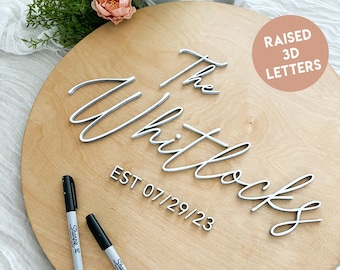 Personalized Wedding Guest Book Wedding Decor Rustic Wood Wedding Sign Custom Guest Book Alternative Round Wedding Sign Guest Book Wedding