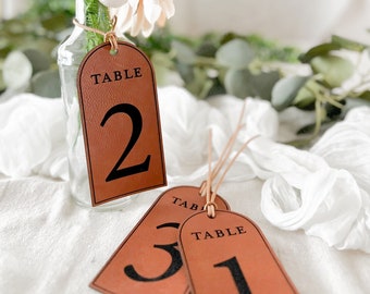 Custom Wedding Table Number tag for wedding Table Decor Vegan Leather wedding decor wedding centerpiece decor rustic wedding boho wedding