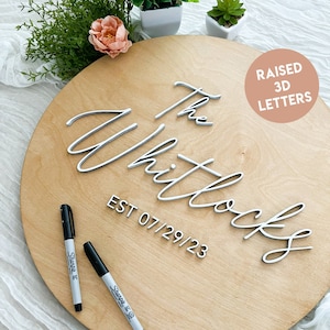 Personalized Wedding Guest Book Wedding Decor Rustic Wood Wedding Sign Custom Guest Book Alternative Round Wedding Sign Guest Book Wedding