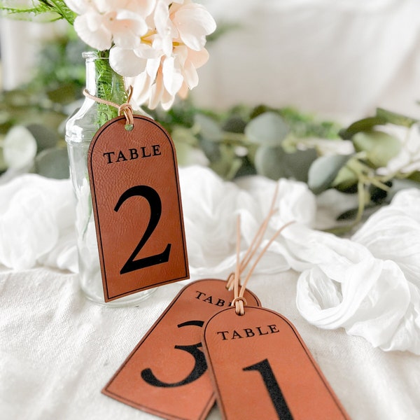 Custom Wedding Table Number tag for wedding Table Decor Vegan Leather wedding decor wedding centerpiece decor rustic wedding boho wedding