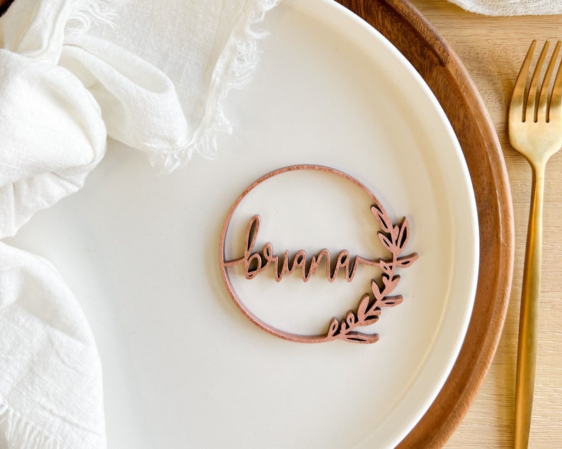 Custom Place card Wedding name card wood Name place setting wedding favor rustic wedding decor boho laser cut name place card boho name tag image 7