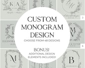 Personalized wedding monogram logo for wedding logo design floral logo elegant wedding logo svg wedding crest monogram custom initial logo