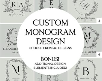 Personalized wedding monogram logo for wedding logo design floral logo elegant wedding logo svg wedding crest monogram custom initial logo