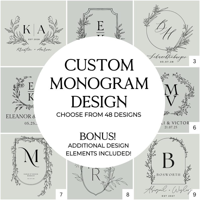 Personalized Wedding Monogram Logo for Wedding Logo Design Floral Logo ...