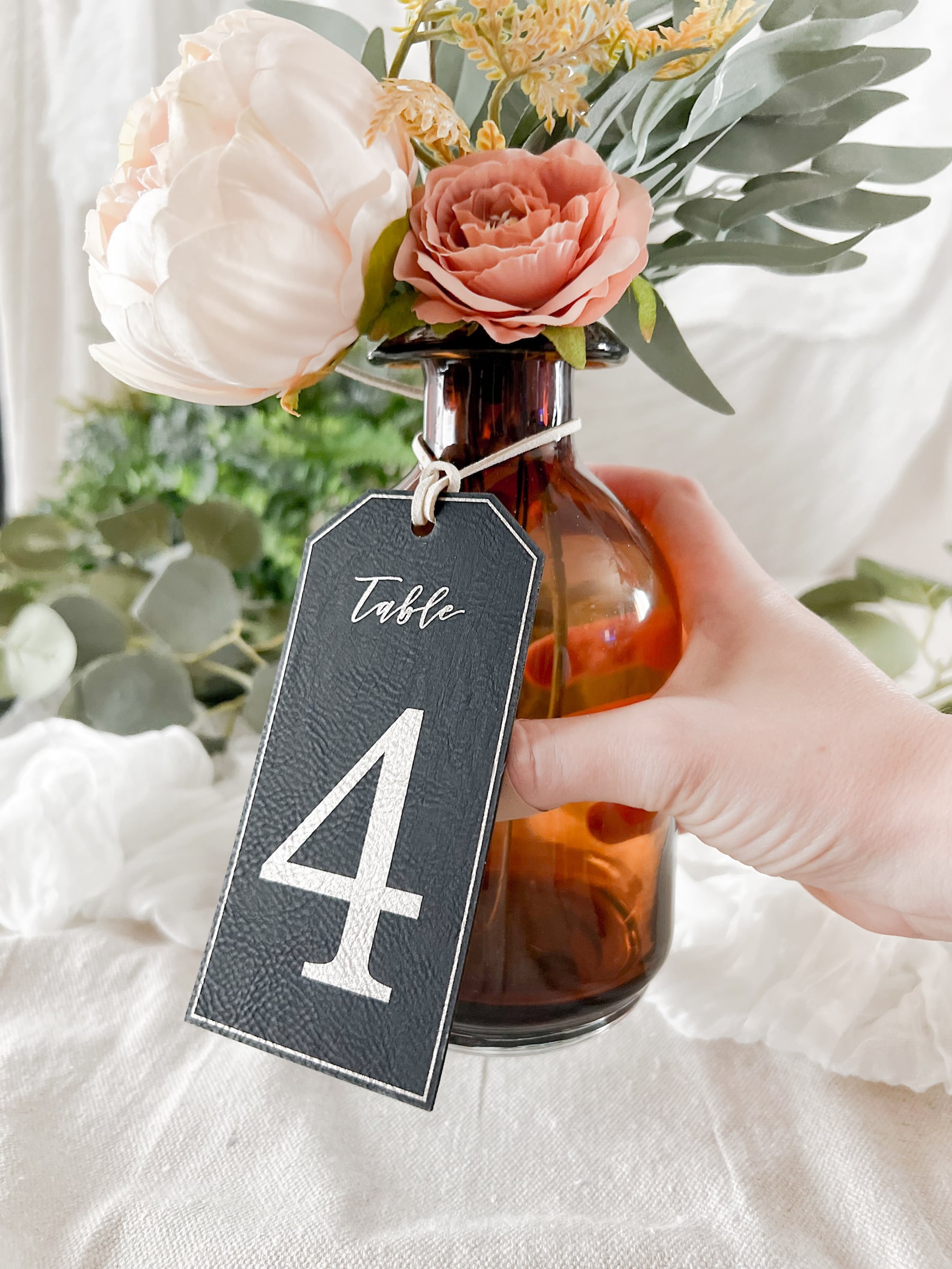 Leather Wedding Table Number Tag for Wedding Table Decor Vegan Leather ...