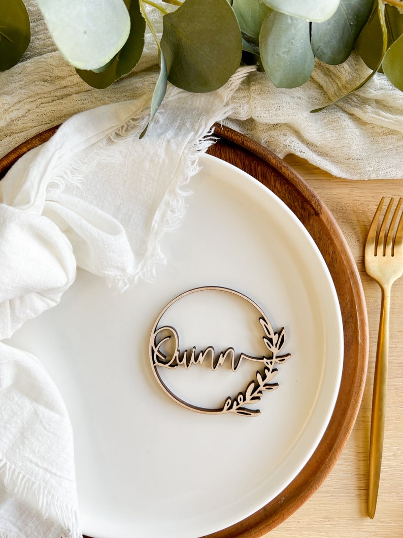 Custom Place card Wedding name card wood Name place setting wedding favor rustic wedding decor boho laser cut name place card boho name tag image 5