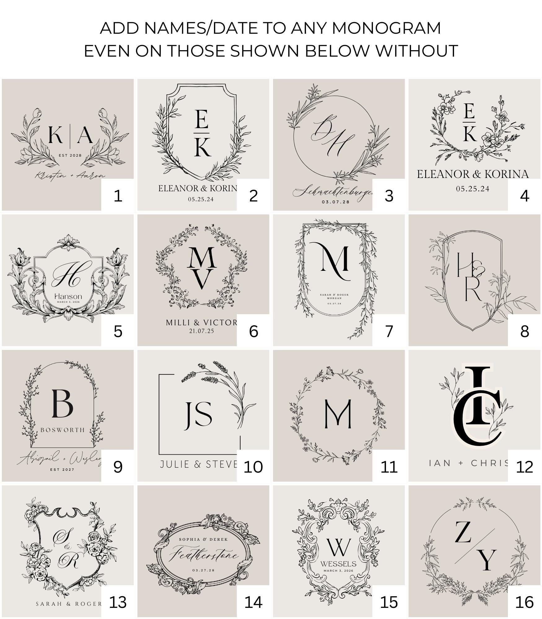 Personalized Wedding Monogram Logo for Wedding Logo Design Floral Logo ...