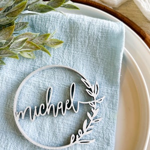 Custom Place card Wedding name card wood Name place setting wedding favor rustic wedding decor boho laser cut name place card boho name tag image 4