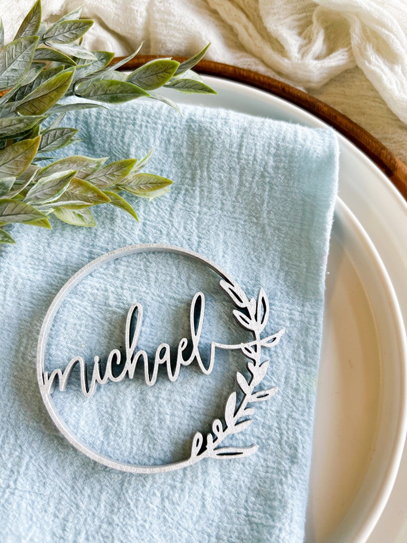 Custom Place card Wedding name card wood Name place setting wedding favor rustic wedding decor boho laser cut name place card boho name tag image 4
