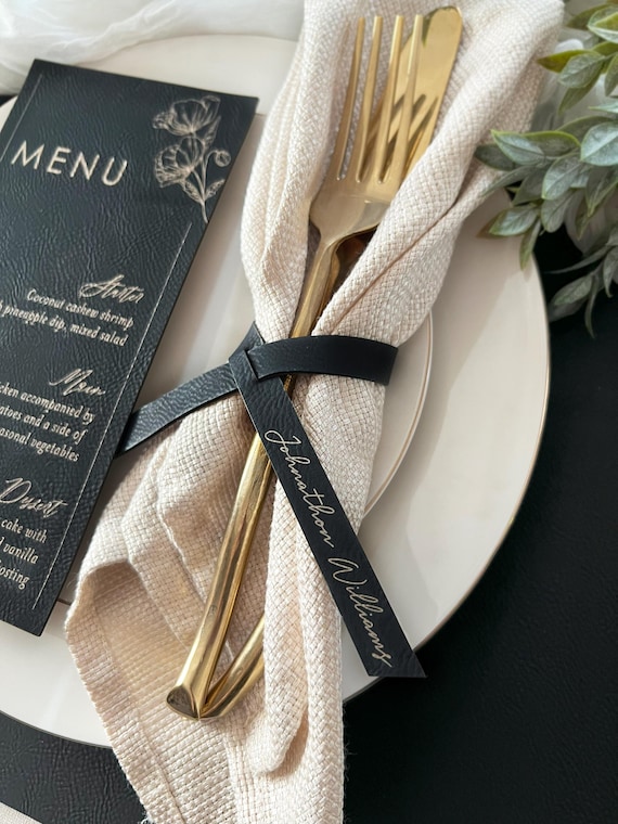 Luxury wedding napkin ring personalized leather napkin ring elegant wedding card luxury table setting modern wedding decor custom wedding
