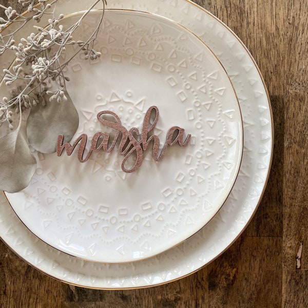 Custom wedding place card wedding name tag rustic wedding decor custom place setting wood name custom laser cut name place card boho wedding