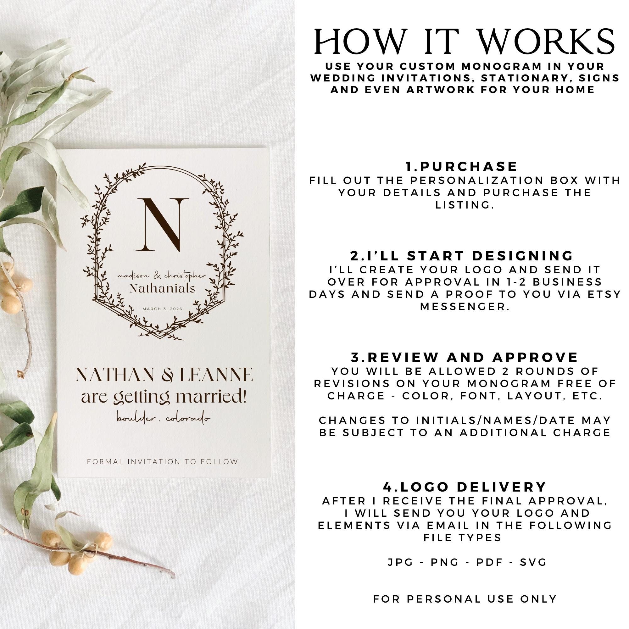 Personalized Wedding Monogram Logo for Wedding Logo Design Floral Logo ...