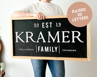 Family last name sign personalized sign for wedding gift sign established sign framed family name sign framed personalized sign 3D name sign