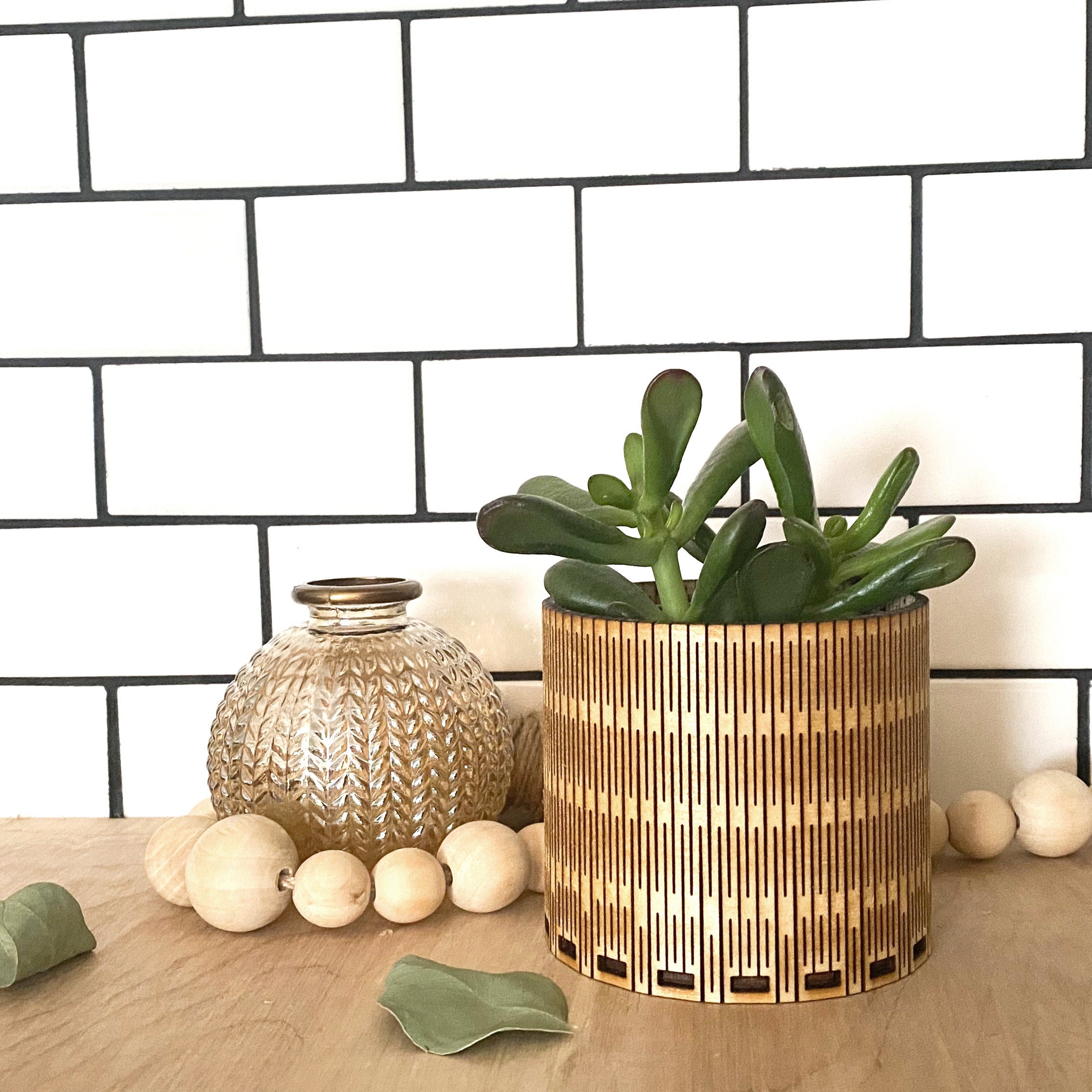 Boho plant pot Minimalist planter Indoor wood plant pot Etsy