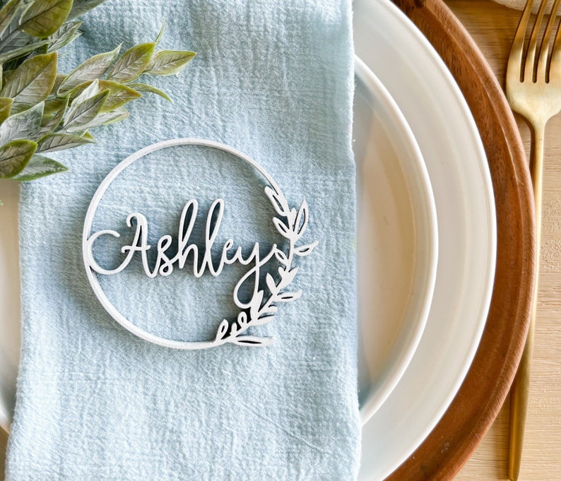 Custom Place card Wedding name card wood Name place setting wedding favor rustic wedding decor boho laser cut name place card boho name tag image 6