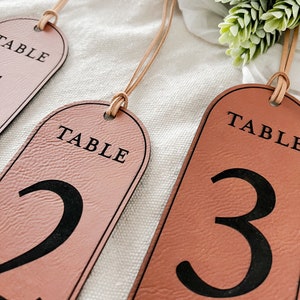 Leather Wedding Table Number Tag for Wedding Table Decor Vegan Leather ...