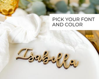 Custom wedding name place setting Wedding table decor custom Laser Cut Name card wedding favor rustic wedding decor boho wood name tag