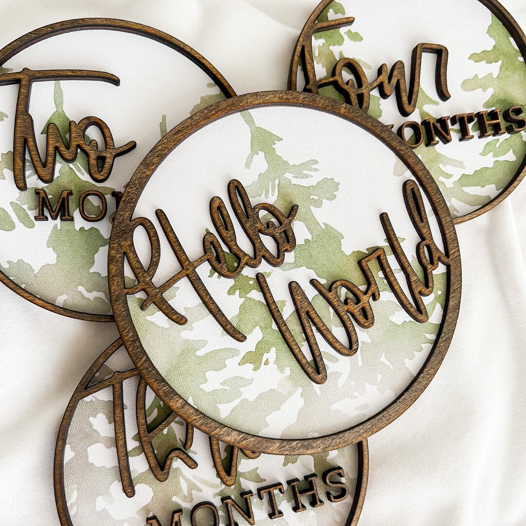 Monthly Milestone Marker Baby Photo Prop Hello World Sign - Etsy
