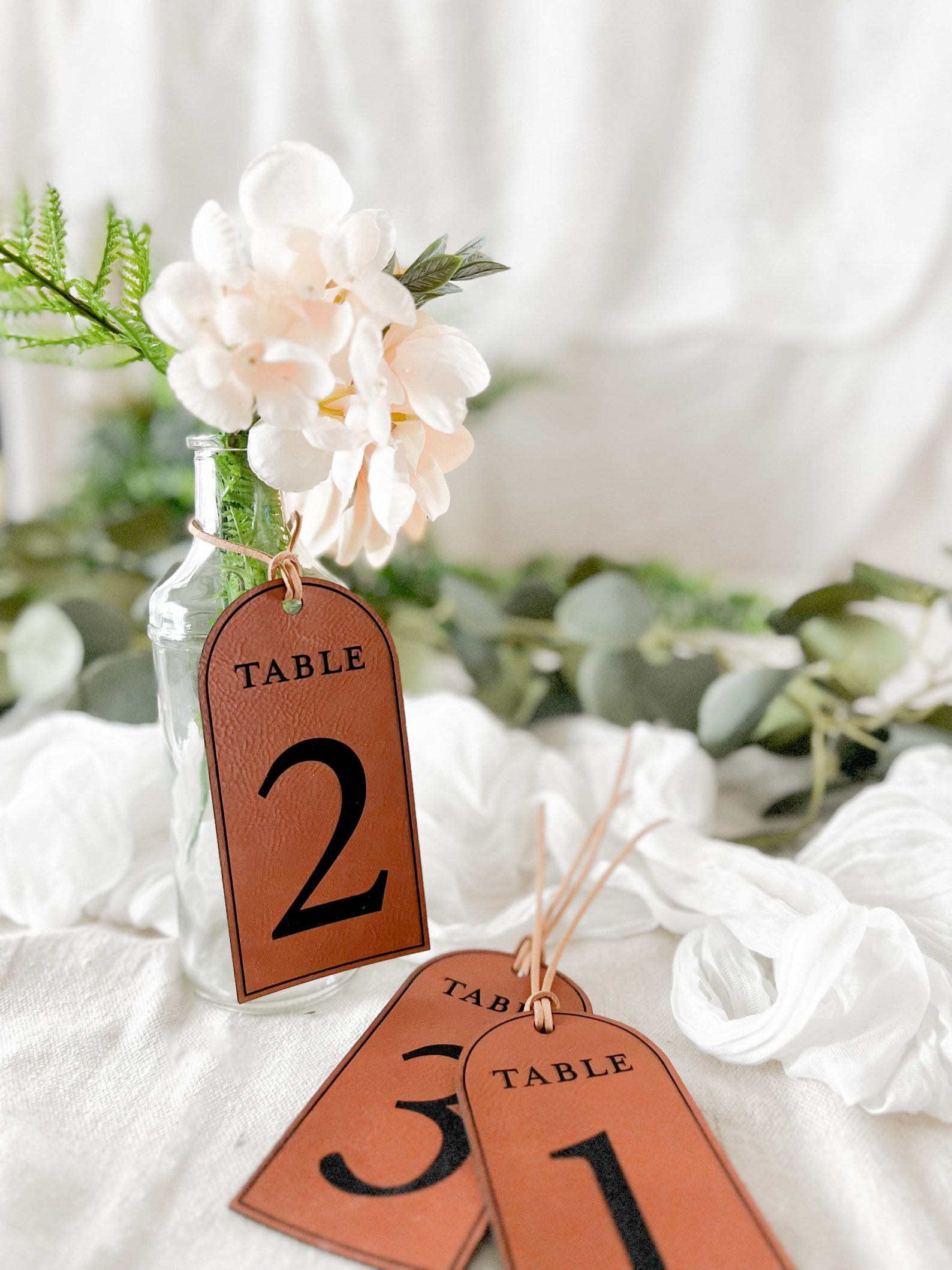 Leather Wedding Table Number Tag for Wedding Table Decor Vegan Leather ...