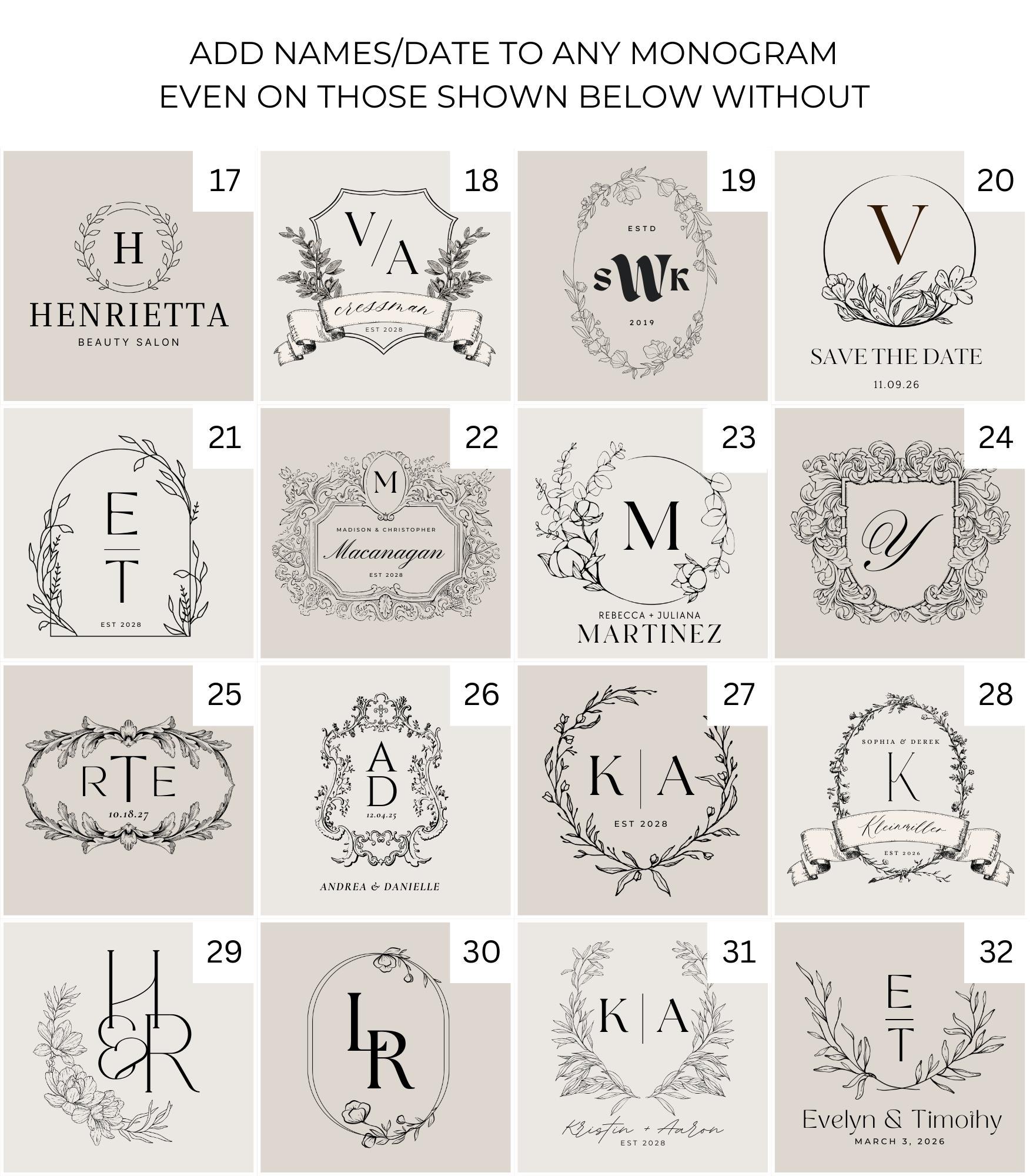 Personalized Wedding Monogram Logo for Wedding Logo Design Floral Logo ...