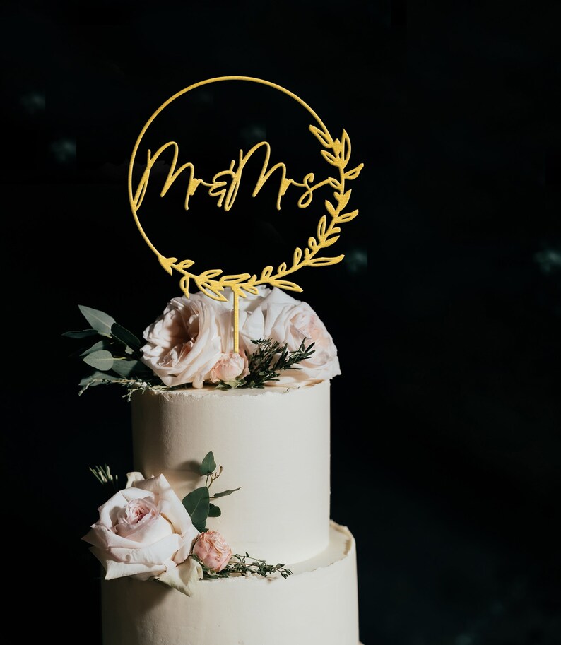 Personalized Wedding Cake Topper Boho Floral Wedding Cake Topper Custom Cake Topper Birthday cake topper Bridal Shower image 7